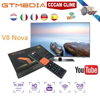 

V8 Nova freeset GT Media Satellite Receiver with 2 year cccam spain H.265 HD youtube dazn sport CCCAM Europe TV decoder