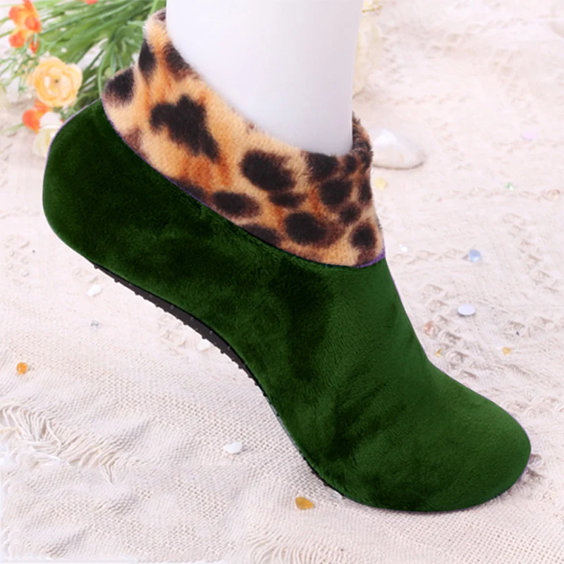 Green Socks Женские двухсторонние бархатные Calcetines Invierno мягкие Нескользящие резиновые носки теплые зимние домашние носки-тапочки Calcetines Invierno - Цвет: Green Socks