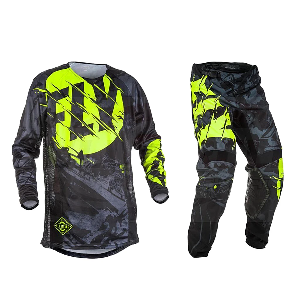 Adult Mountain Bike Protective Riding Set Fly Fish Racing ATV Protective Motocross Jersey + Pants Gear Set Suit S-XXXL Size 