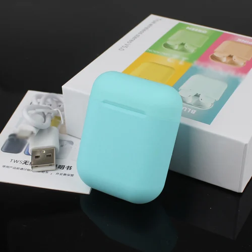 Беспроводные наушники Macaron i12 tws HIFI Bluetooth наушники беспроводные Bluetooth наушники для всех смартфонов спортивные наушники гарнитура - Цвет: green with Box