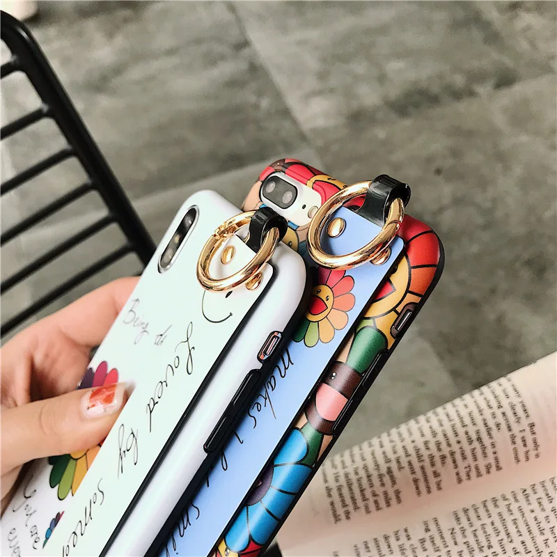  Phone Couple Case Luxury with Wrist Strap Holder Case Cover for iPhone