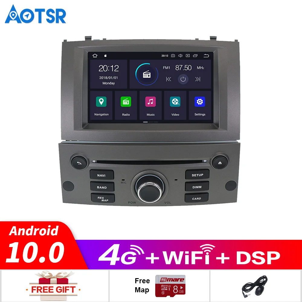Автомобильный DVD плеер на Android 10 0 с GPS навигацией для Peugeot 407 2004 2010 головное