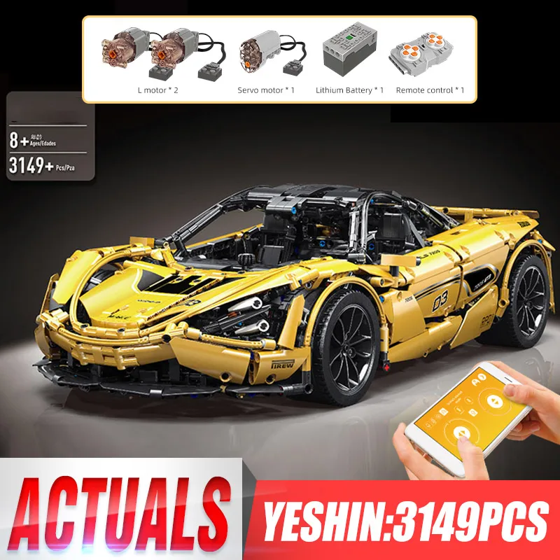 Technic Series McLaren P1 Orange Racing Car APP радиоуправляемая модель строительный блок мощный
