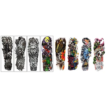 

8Pcs Waterproof Temporary Tattoos Sticker Full Arm Mechanical Pattern Tattoos Applique Arm Full Arm Tattoos Sticker 48 X17Cm - 4