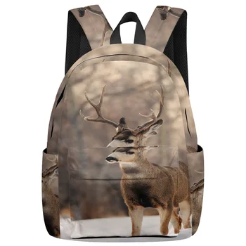

Animal Deer In The Snow Backpack College Students Laptop Backpack Book Bag Casual School Bag