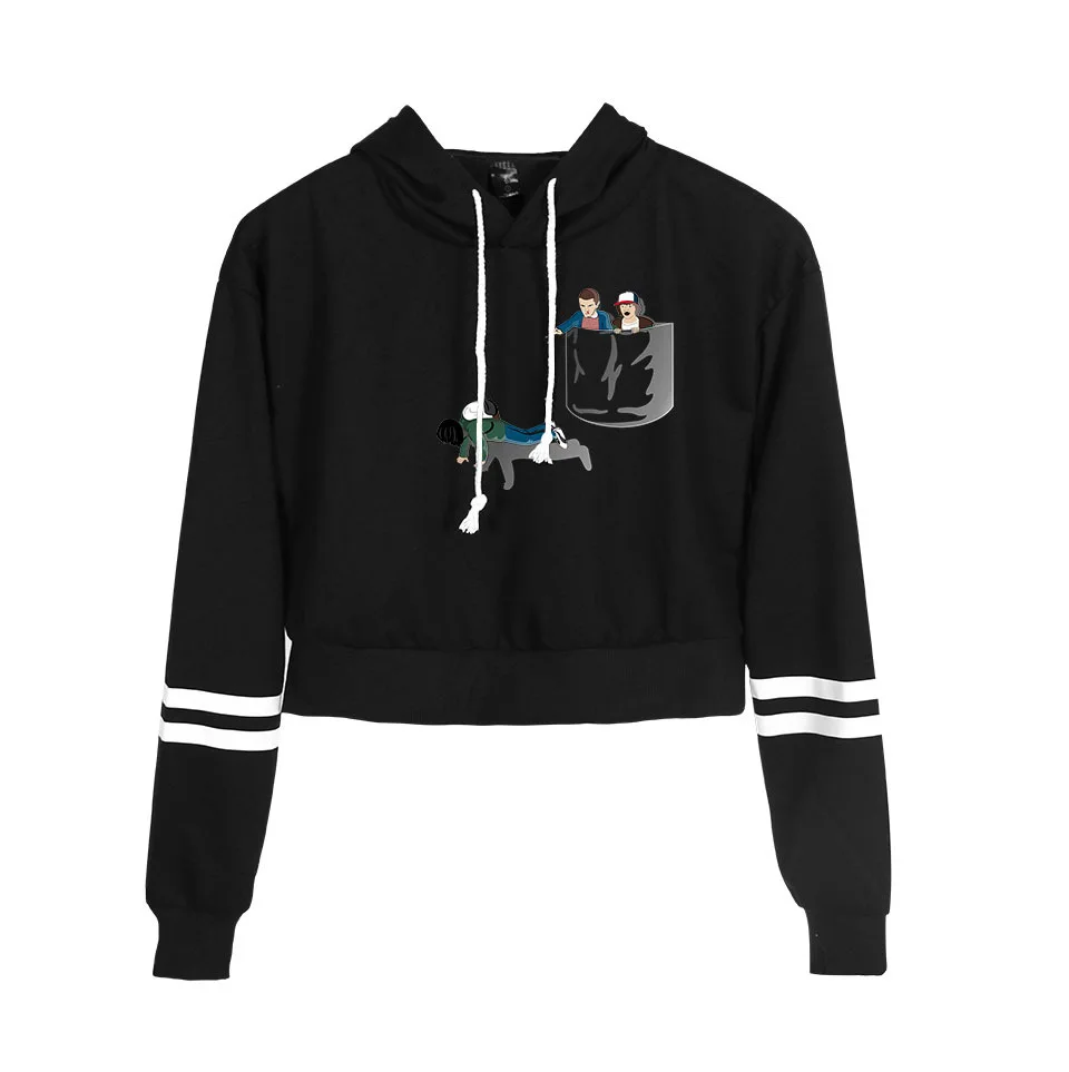 Горячая печать странные вещи Толстовка sweashirt укороченный топ рубашка Harajuku толстовка с капюшоном в стиле хип-хоп женская футболка Повседневная Толстовка Одежда
