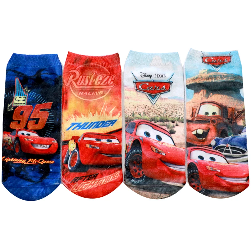 car 4pcs Mickey anna elsa cars 3 Cotton Boys Girls Socks 3D princess Print Socks Kids Cartoon Children kids funny SpiderMan Socks - Цвет: car