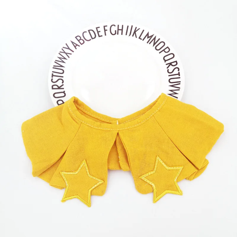 Yellow star Хлопковый марлевый нагрудник для малышей, декоративные аксессуары, полотенце с вышивкой, искусственный воротник, детская отрыжка, одежда в Корейском стиле - Цвет: Yellow star