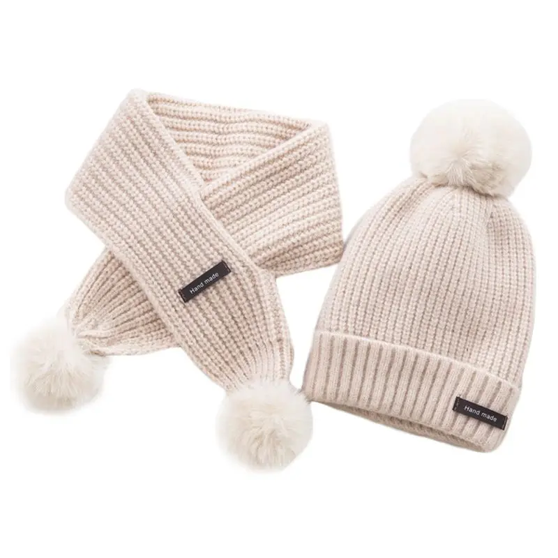 Бежевый Детский шарф с крестиком, шапка, костюм, Осень-зима, Детская шерстяная теплая шапка, шарфы - Цвет: Бежевый