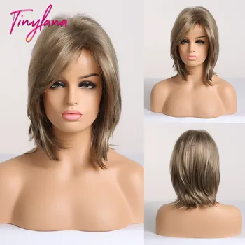 

TINY LANA Mix Blonde Short Styles Brown Synthetic Hair Wigs For Women Wig Mix Brown And Blonde 613 Natural Wigs Cosplay Hair Wig
