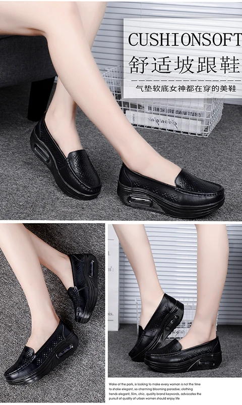 Women's shoes 2020 spring summer all-match mother single shoes leather rocking shoes platform platform nurse shoes work shoes