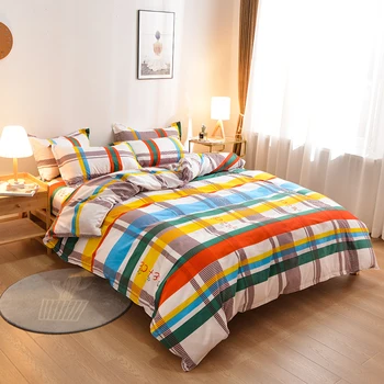 

2020 New Modern Simplicity Bedding Set Grid Bed Linen 4pcs Plaid Duvet Cover Set Cover AB Bed Duvet Sheet Постельное Side Белье