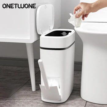 

14L Toilet brush trash can Toilet Press Type Waste Bin Dustbin bin Basket Household Bathroom Toilet Waterproof Narrow Seam