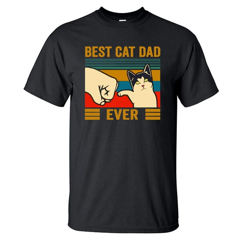 Футболка Best Cat Dad Ever мужская с коротким рукавом хлопковая модная Милая уличная