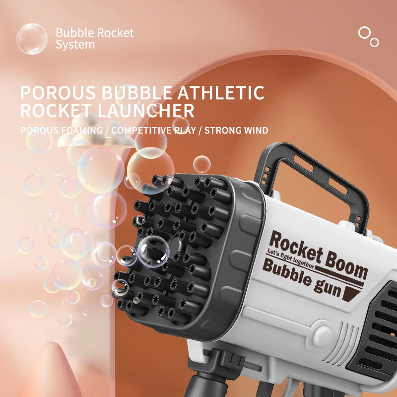 Hot Kids Gatling Bubble Gun Toy 64-Hole Charging Electric Automatic Bubble Machine Summer Outdoor Soap Water Children Toys 5