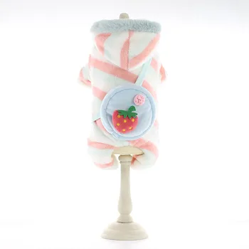 

Cute Strawberry Dog Jumpsuit Pajamas Winter Warm Fleece Small Dog Cat Coat Jacket Chihuahua Shirt Hoodie Clothes For Pitbull