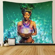 Африканский Племенной женский афро зеленый волос черные художественные гобелены уникальное искусство