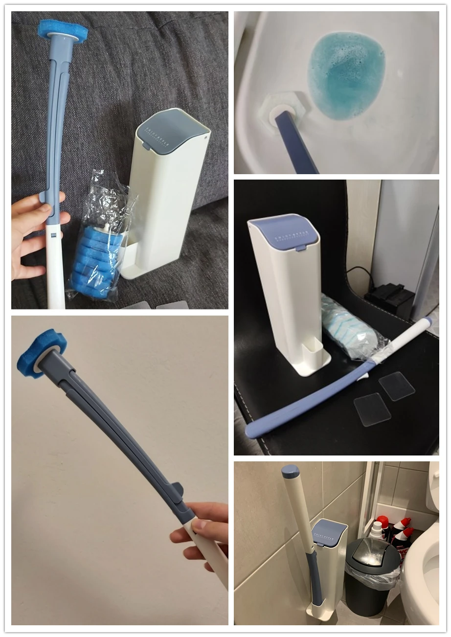 Bathroom Disposable Cleaning Toilet Brush Long Handle No Dead Angle Cleaning Brush Replacement Brush Head Cleaning Tool