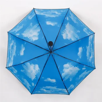 

Creative sky beach umbrella Super parasol anti-ultraviolet women sunshade black gum folding women's bumbershoot girls