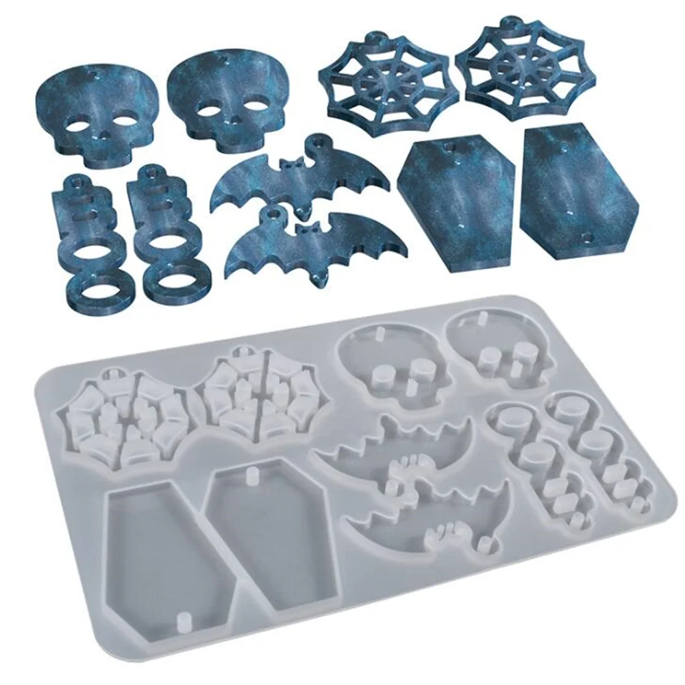Halloween Earrings Pendants Silicone Mold Skull Pendant Epoxy Resin Molds for DIY Epoxy Resin Crafts Jewelry Making Accessories