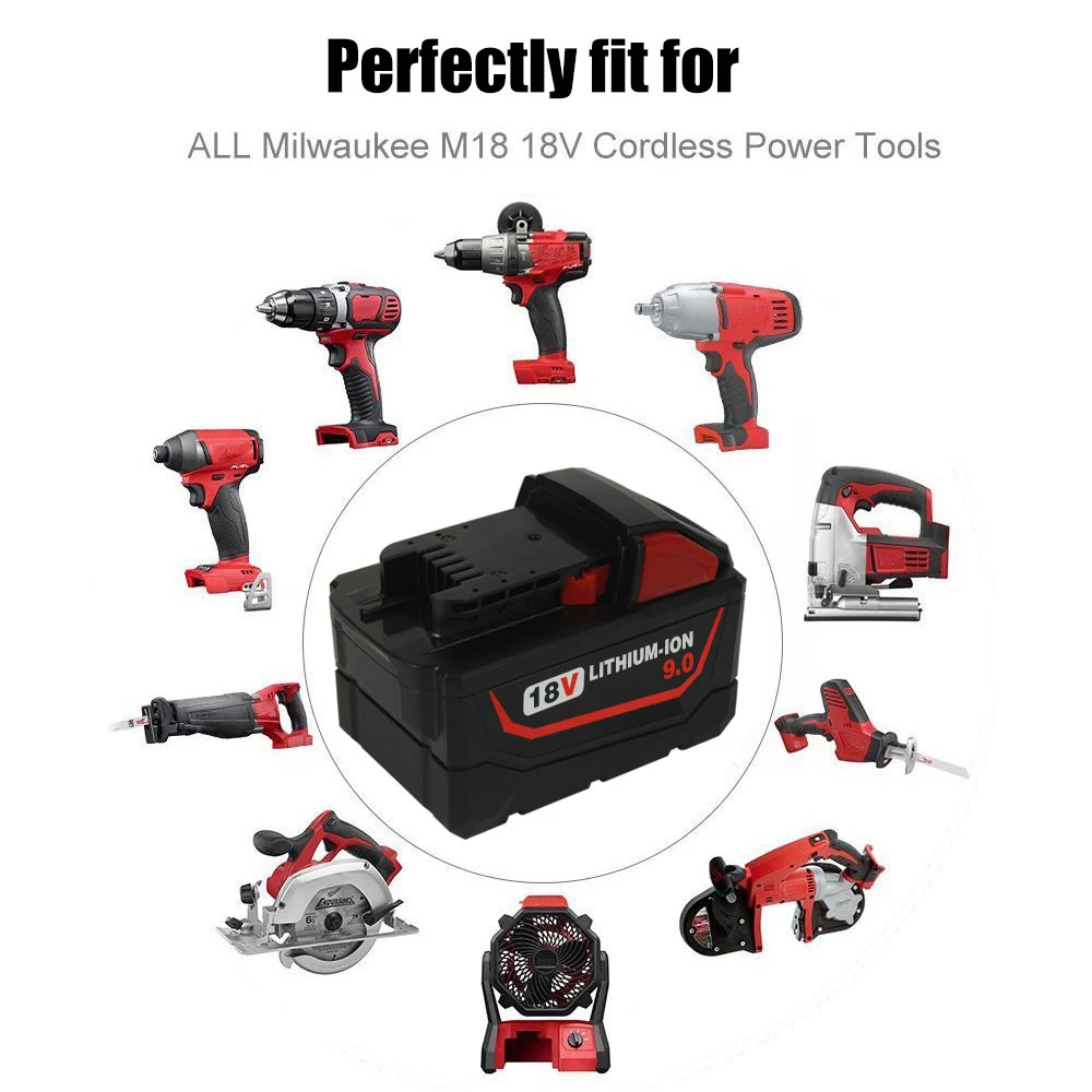 VANON для батареи MILWAUKEE M18 18V 9000mAh 9 0 Ah литий ионная аккумуляторная батарея M18B ионный HD