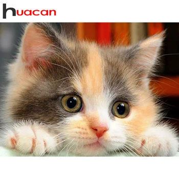 

Huacan 5D DIY Diamond Painting Full Square/Round Cat Diamonds Embroidery Animal Kits Decorations Home