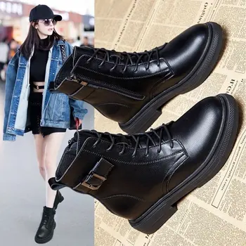 

Women's Martin boots British Style 2020 Autumn new all-match breathable internet popular ins cool side zipper black short boots