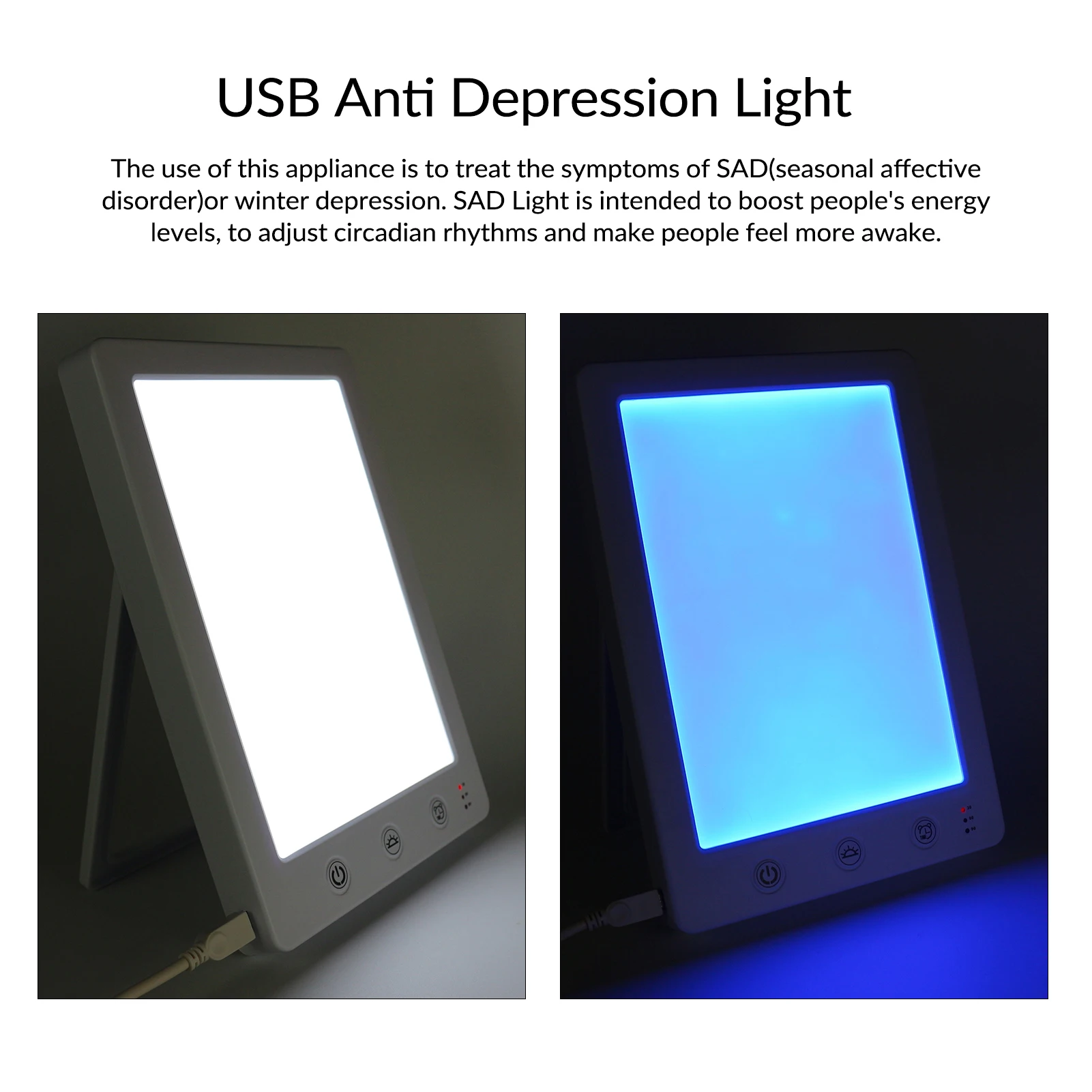 Betydelig impuls Bror Usb Anti Depression Light Timing Function Bedside Sad Light White And Blue  Dual Color Phototherapy Lamp Bionic Sunlight Lamp - Night Lights -  AliExpress