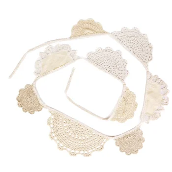 

9pcs Celebration Party Bunting Banners Decor Vintage Lace Flags 3.2M Beige