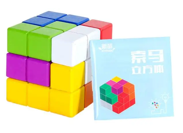 Цветной Tetris магический куб многоцветная 3D деревянная головоломка Soma образовательный мозговой тизер IQ ум игра для детей - Цвет: colour
