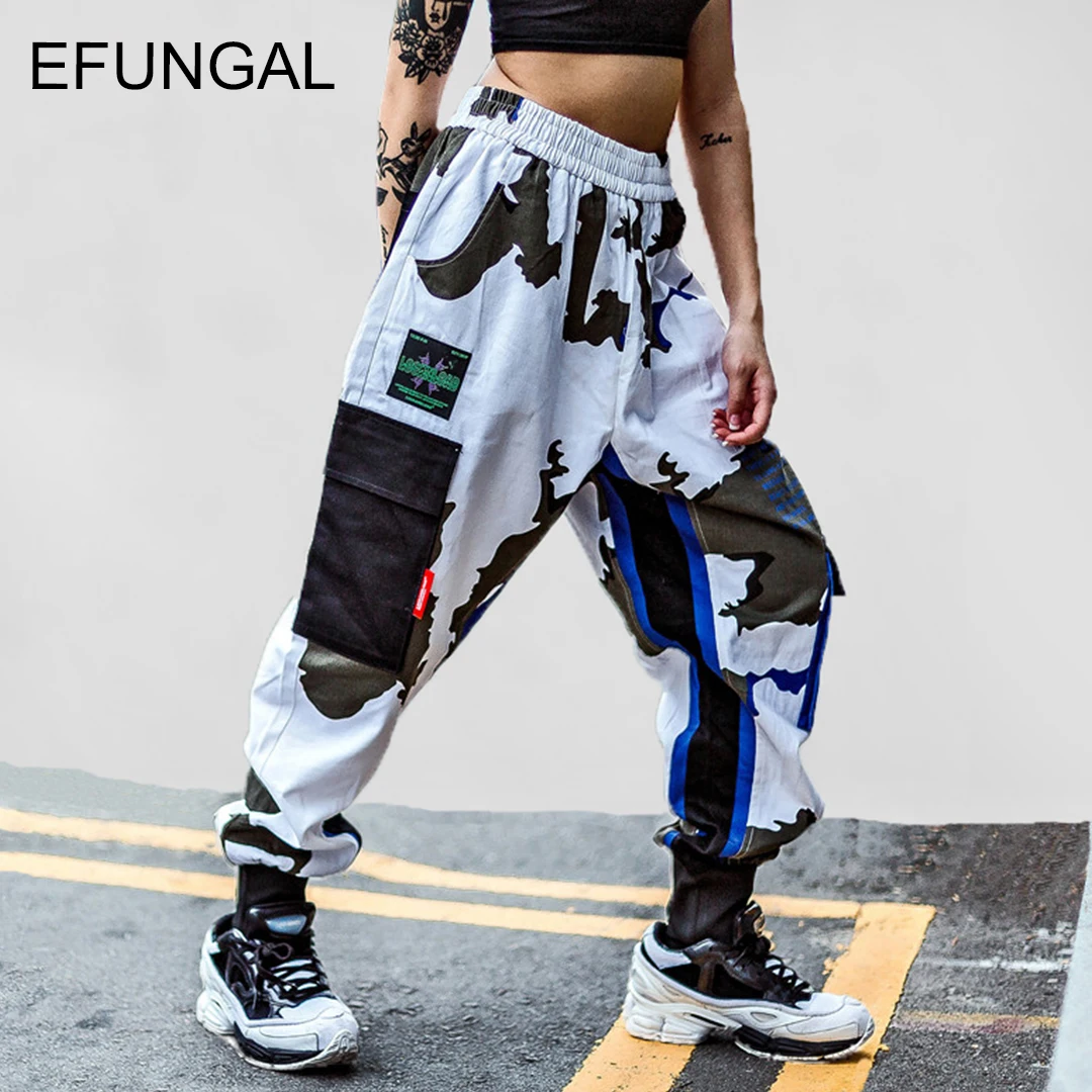 

EFUNGAL Baggy Track Pants Men Women Camouflage Patchwork Casual Trousers Harajuku Sweatpants Hip Hop Joggers Harem Streetwear