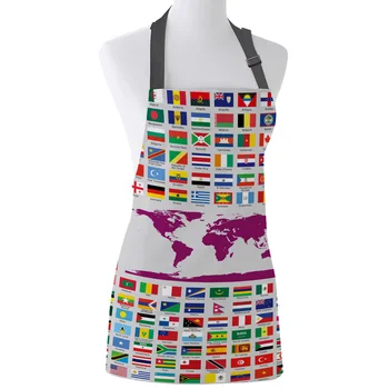 

Pacific World Map Flag Geometric Print Apron Print Unisex Kitchen Bib with Adjustable Neck for Cooking Gardening