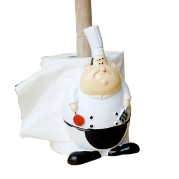

Resin Cute Cartoon Chef Roll Paper Towel Holder Napkin Rack Home Kitchen Bathroom Organizer College Dorm Decoration Accessories