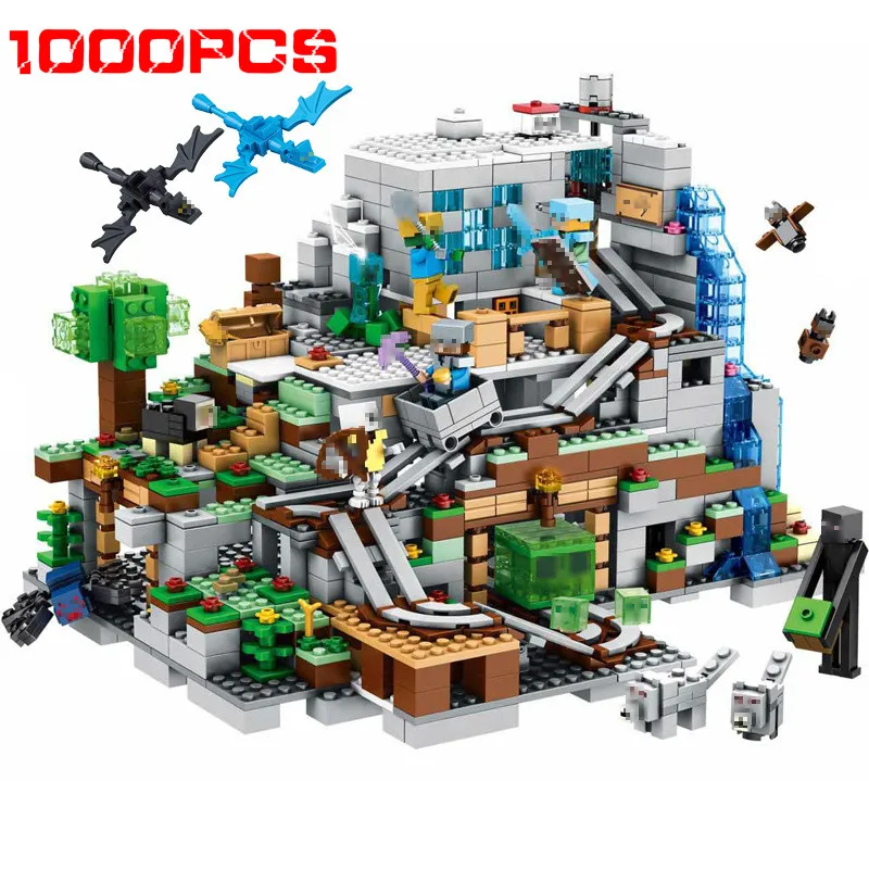 Mountain Cave Small Version Building Block With Action Figures Compatible MinecraftINGlys 21137 My World Bricks Set Gifts Toys Mountain Cave Small Version Building Block With Action Figures Compatible MinecraftINGlys 21137 My World Bricks Set Gifts Toys
