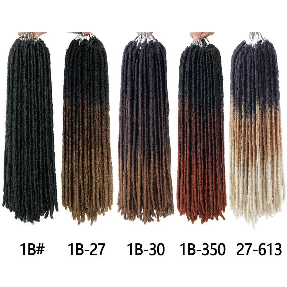 Ombre Synthetic Crochet Braids Hair Braiding Hair Extensions Goddess Straight Faux Locs 18Inches Soft Dreads Dreadlocks Hair
