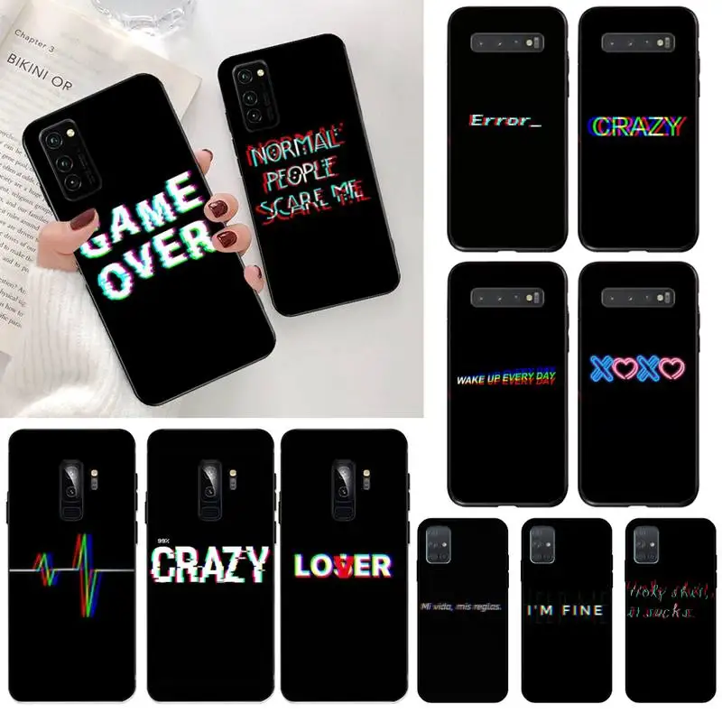 Мягкий чехол для телефона с цветным текстом на черном фоне фото заказ Samsung S20 plus