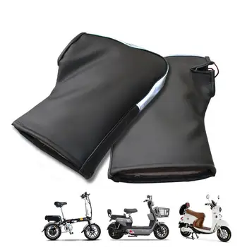 

Motorcycle Handle Bar Mitts PU Thickened Windproof Hand Protector Cover With Reflective Strip