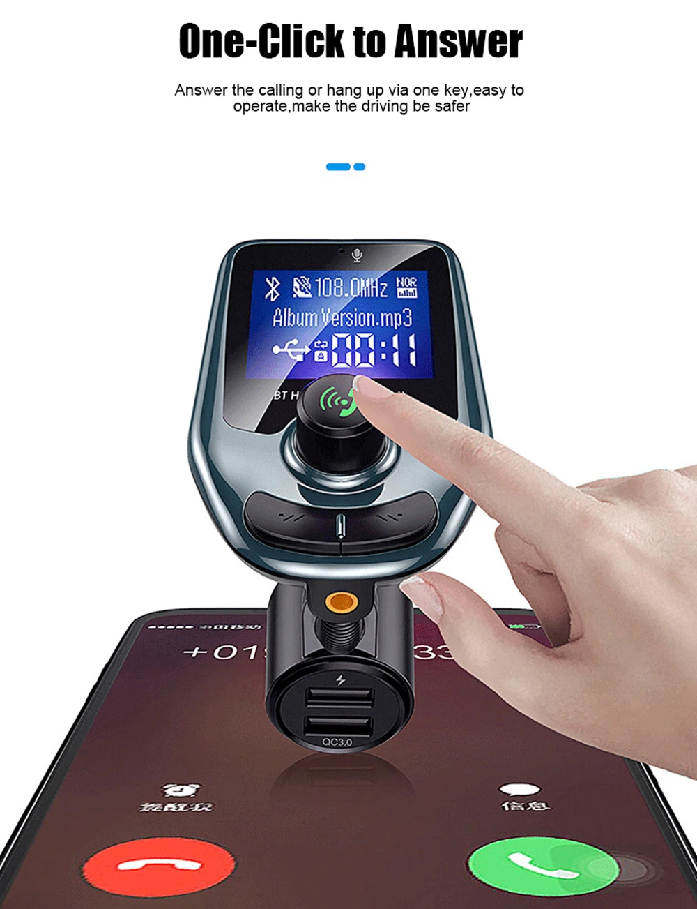 VR робот QC 3,0 Быстрая зарядка Bluetooth 5,0 fm-передатчик модулятор стерео автомобильная аудиосистема AUX MP3-плеер беспроводной громкой связи автомобильный комплект