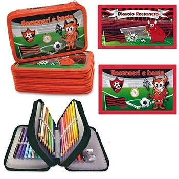 

ASTUCCIO SCUOLA COMPLETO 3 ZIP TRIPLO MILAN ROSSONERI COLORI GIOTTO 45 PZ