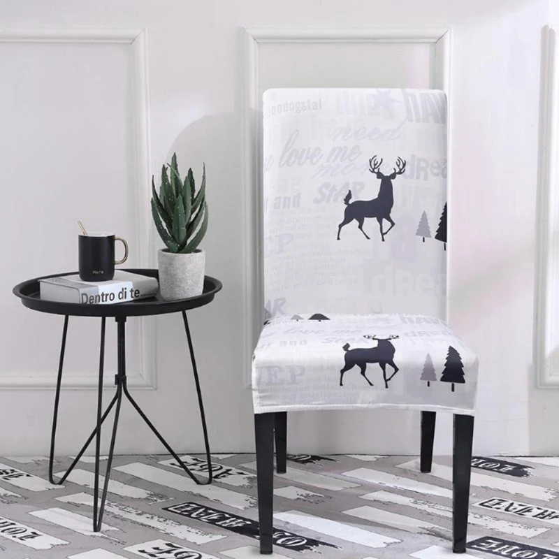 2019 Soft Skin-friendly Christmas Chair Cover Elastic Cartoon Pattern Folding Deer Back Covers Decoration Holiday Party F1 | Дом и сад