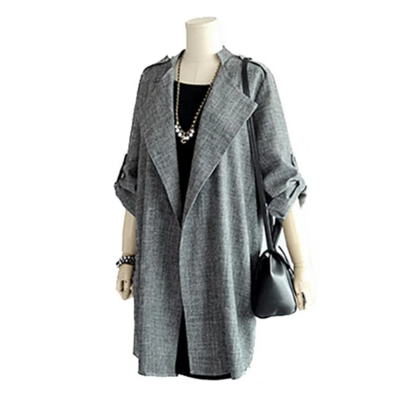 

Elegent Belt Coat Wool Blends Cardigan Jacket for Ladies Autumn&Winter Women Fashion Long Sleeve Grey Casual Coat