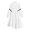 2020 Autumn Vintage Women White Long Dress Party Loose High Waist Long Sleeve Elegant Casual Irregular Pleating Maxi Dress 2