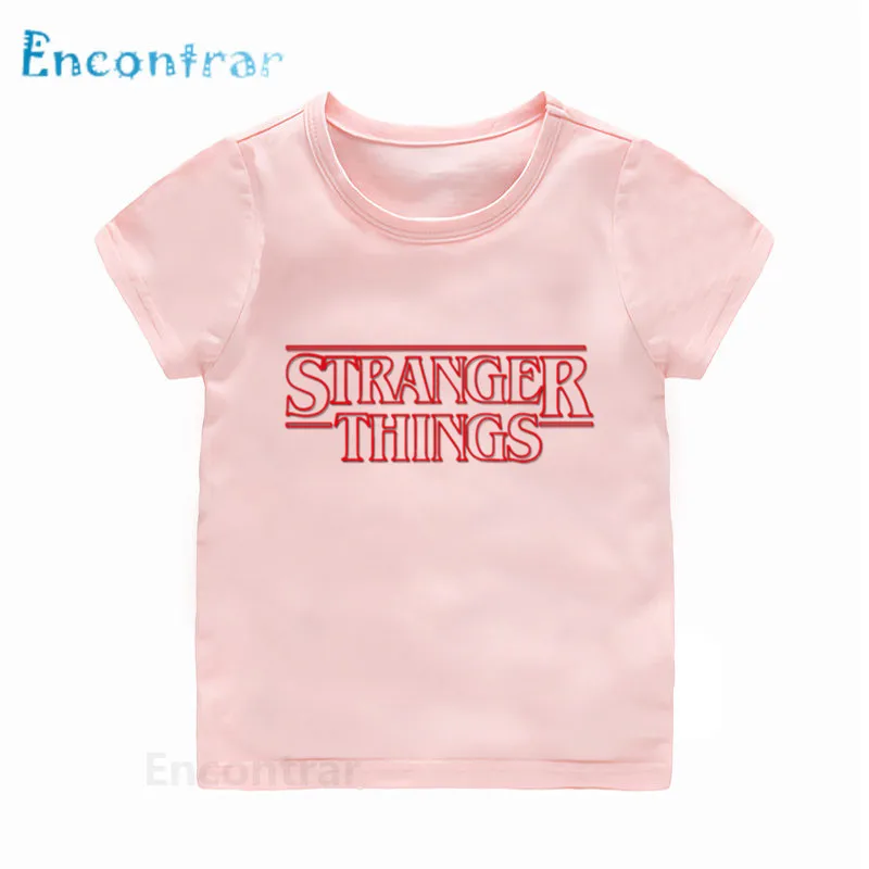 Modal Pink Новая детская футболка с принтом «странные вещи» Детская футболка с круглым вырезом забавная летняя одежда для мальчиков и девочек HKP2501 - Цвет: Modal Pink
