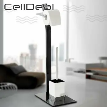 

CellDeal Bath Hardware Sets Chrome Bathroom Steel Brush Holder Tissue Holders Bathroom Accessories Set Toilet Paper Holder Shelf
