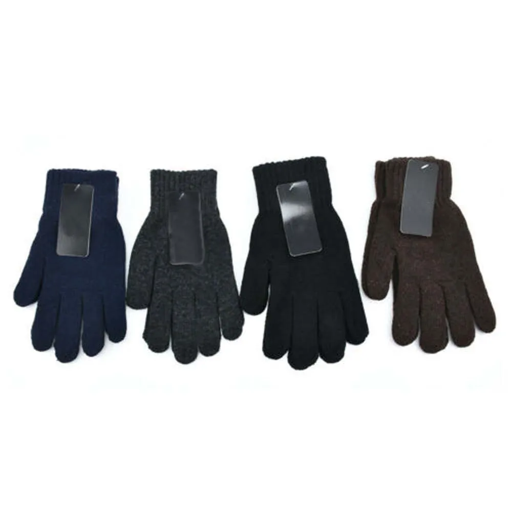 4 цвета мужские перчатки осень зима теплый шерстяной вязаный монохромный цельный перчатки пять пальцев