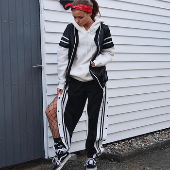 

Fashion party high waist wide leg pants female gothic plus size classic hip hop loose casual pants stitching trousers women