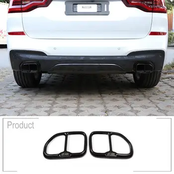 

2pcs Glossy Black 304 Stainless Steel For BMW X3 G01 2018 Car-styling Rear Exhaust Tail Pipe Cover Trim Accessories