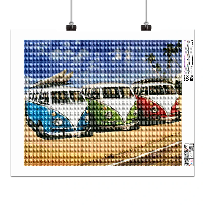 5D Diamond Painting Kit Paint VW Car Bus Cartoon scenery Full Square&Round embroidery mosaic Cross stitch home decor landscape
