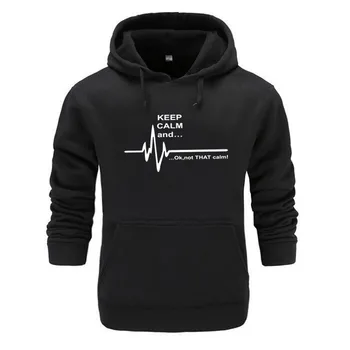 

New brand Hoodies Keep Calm men long sleeve Hoodies funny men Sweatshirts Keep Calm and...Not That Calm EKG Heart Rate clothing