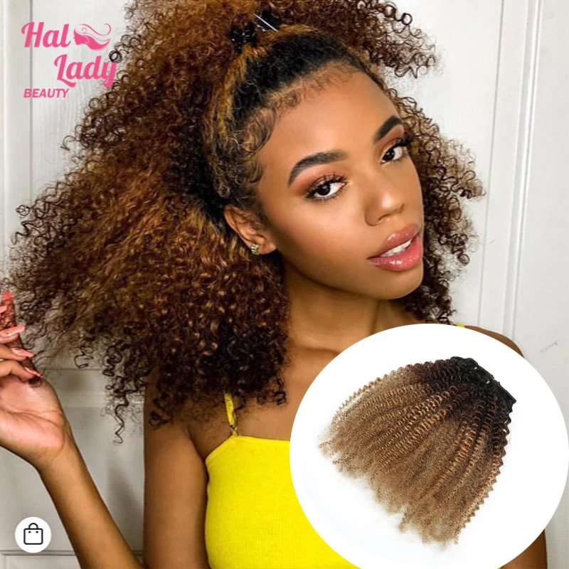 Halo Lady Beauty Короткие афро кудрявые вьющиеся человеческие волосы для наращивания